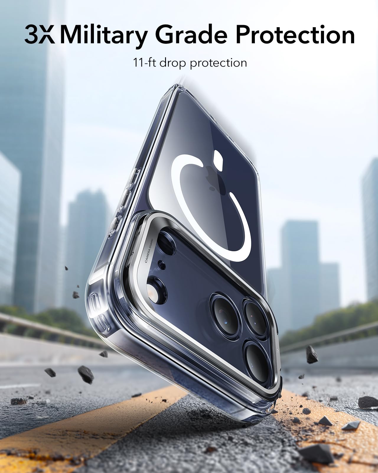 ESR Cover per iPhone 17 Pro, Controllo della fotocamera, Compatibile con MagSafe, Supporto integrato, Protezione di livello militare, Retro resistente ai graffi, Serie Classic, Trasparente