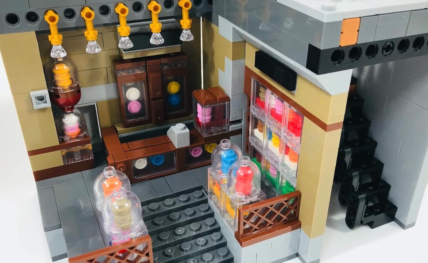 General Jim's Toy Store Square Two-Story Building Blocks Set – Detailed European-Inspired Modular City Model – Includes Accessories, Sidewalk Features, Interactive Areas & More! image 2