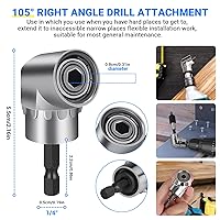 Vista 5 de Juego de extensión de broca flexible de 19 piezas, vástago hexagonal de 105 ° de ángulo recto, 3 piezas de adaptador universal de enchufe de 1/4 3/8