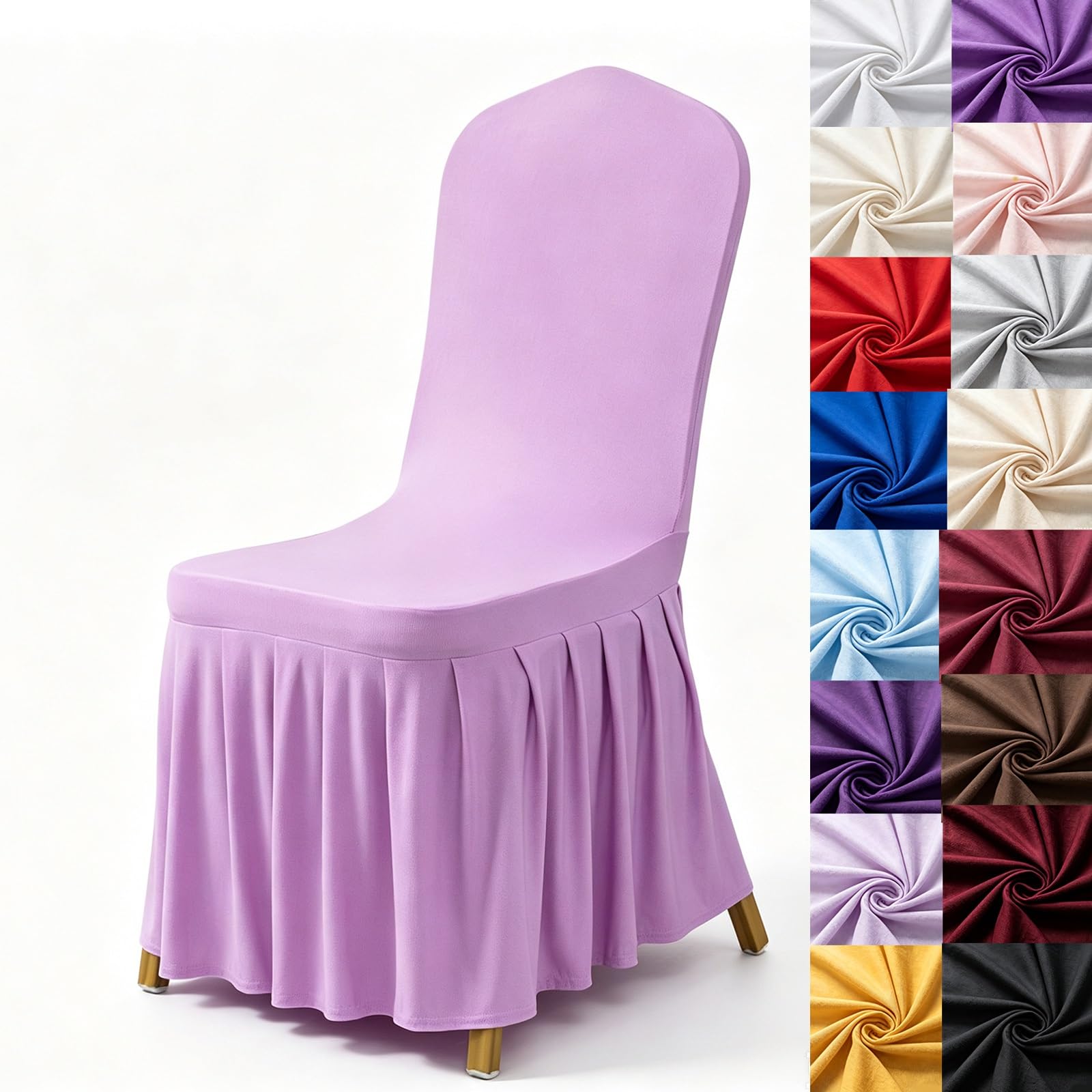 Syibelters 100pcs Chair Cover With Pleated Skirt Spandex For Hotel Banquet