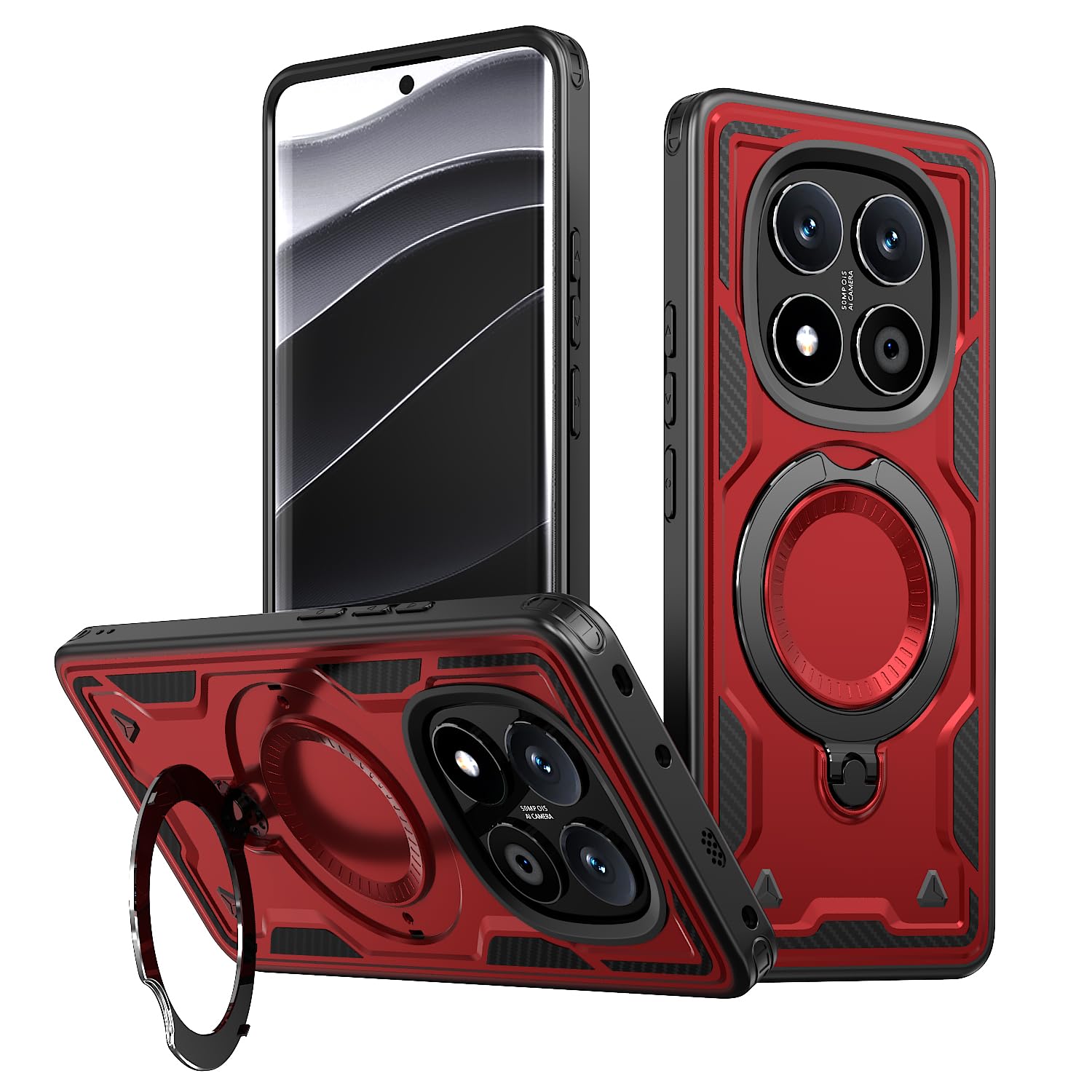 SORAKA Case for Xiaomi Redmi Note 14 Pro 5G with Ring Stand,Compatible with MagSafe Case for Redmi Note 14 Pro 5G case with Iron Sheet Rugged Shock-Absorbing case Military-Grade Drop Protection