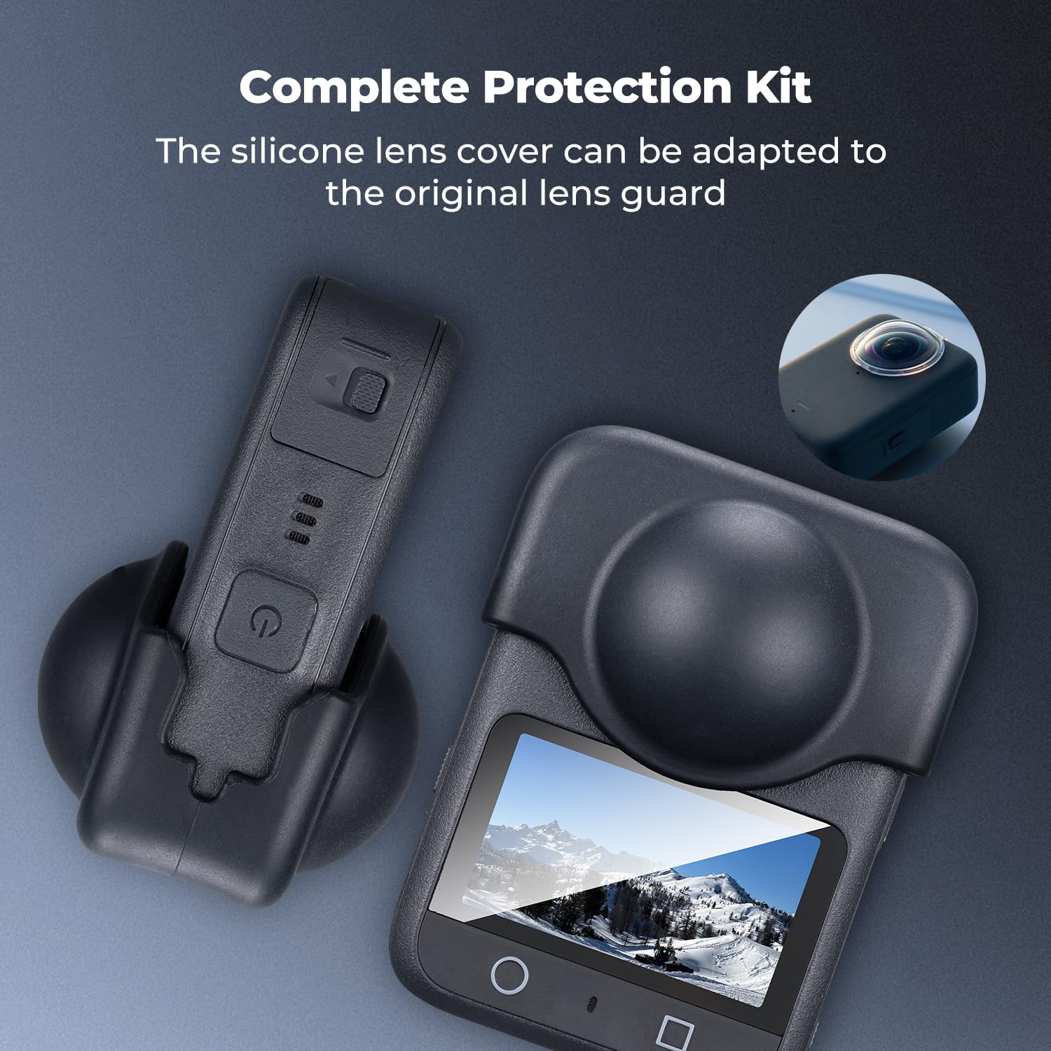 K&F CONCEPT Kit Pellicola Schermo Compatibile con Accessori DJI OSMO 360 - Vetro Temperato Ultra HD con Coprilente in Silicone, Durezza 9H Antimpronte e Antigraffio