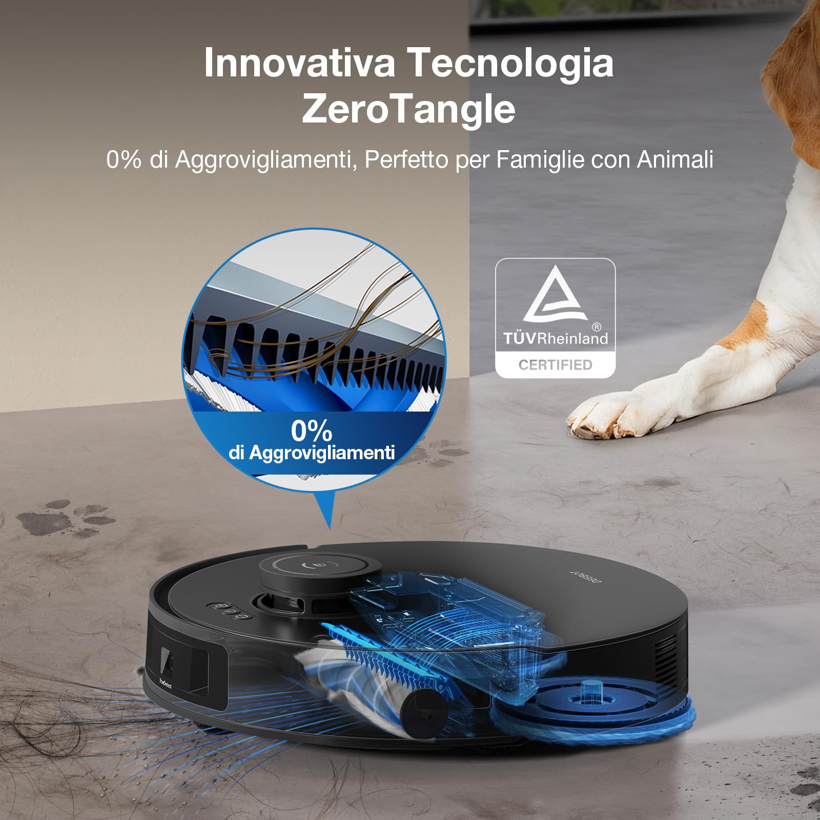 ECOVACS T30S PRO Robot Aspirapolvere Lavapavimenti, 11000Pa, Tecnologia Antigroviglio, TruEdge™ Adaptive Edge Mopping, Lavaggio con Acqua Calda, Svuotamento Automatico, Evitamento Ostacoli con AI