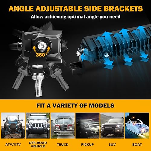 Miniatura 6 de Auxbeam Barra de luz LED de una sola fila de 12 pulgadas, haz de conducción delgado, barra de luz todoterreno de 60 W, 6600 lúmenes, brillante,