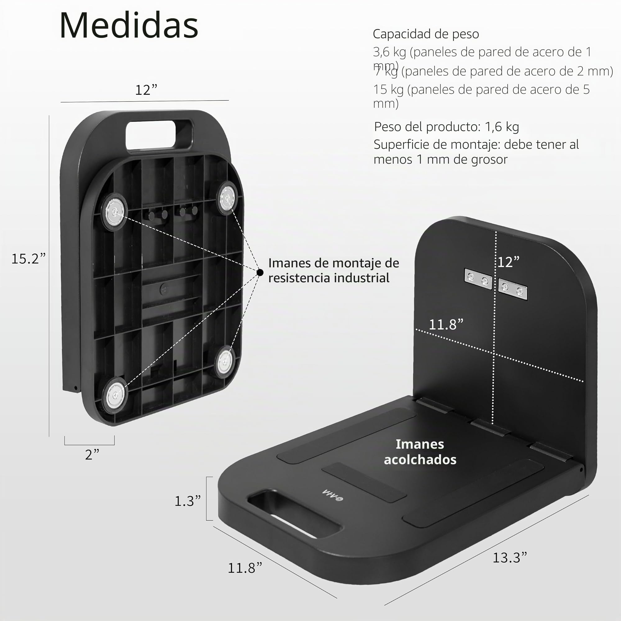 VIVO DESK-MAG01 - Estación de Trabajo magnética portátil para Laptop, Estante para portátil/Tableta, Plataforma de Utilidad con Capacidad de 33 Libras, Escritorio Compacto Manos Libres, se Fija a