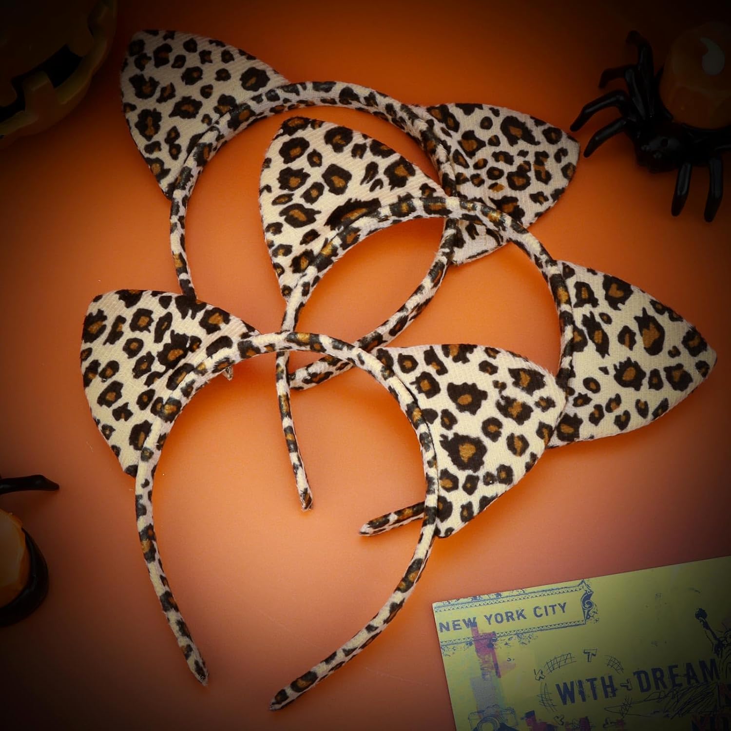 3Pcs Leopard Ears Headband for Women, Furry Animal Ears Headbands Hair Accessories With Cheetah Print for Adult Halloween Cosplay Costume Makeup Washing Face - Image 7