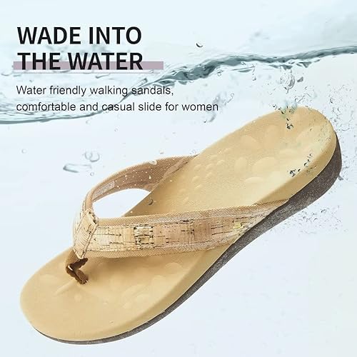 Vista 58 de Sandalias ortopédicas para mujeres, sandalias de fascitis plantar para pies planos con soporte de arco estilo pata de gallo, sandalias para caminar