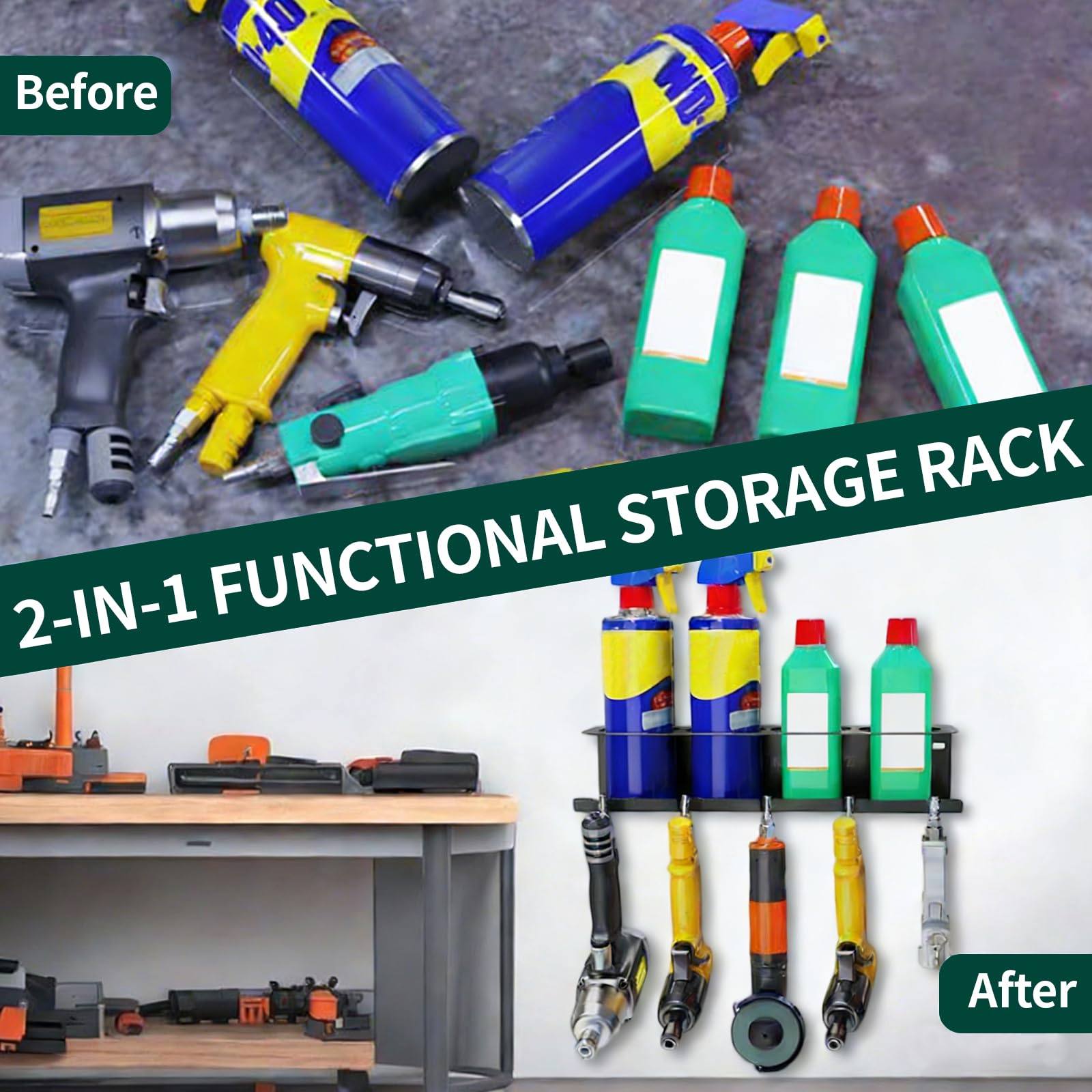 Lot de 2 supports de bombes pulvérisateurs avec 5 trous et 6 fentes - Pour garage, magasin et maison