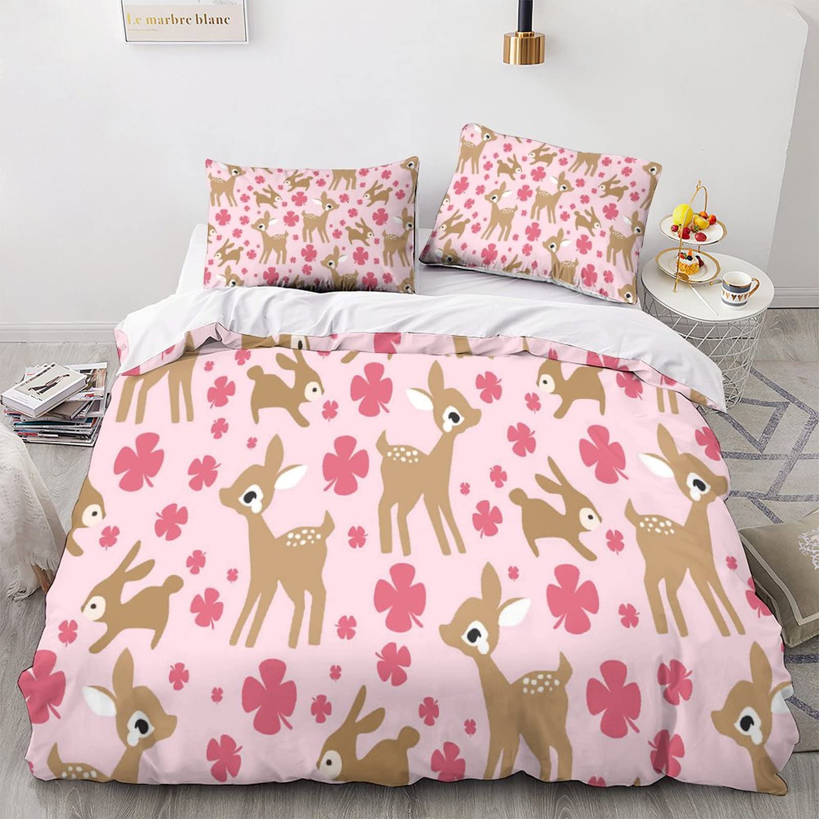 Ensemble de literie petit cerf avec housse de couette double 200x200 pour lit enfant