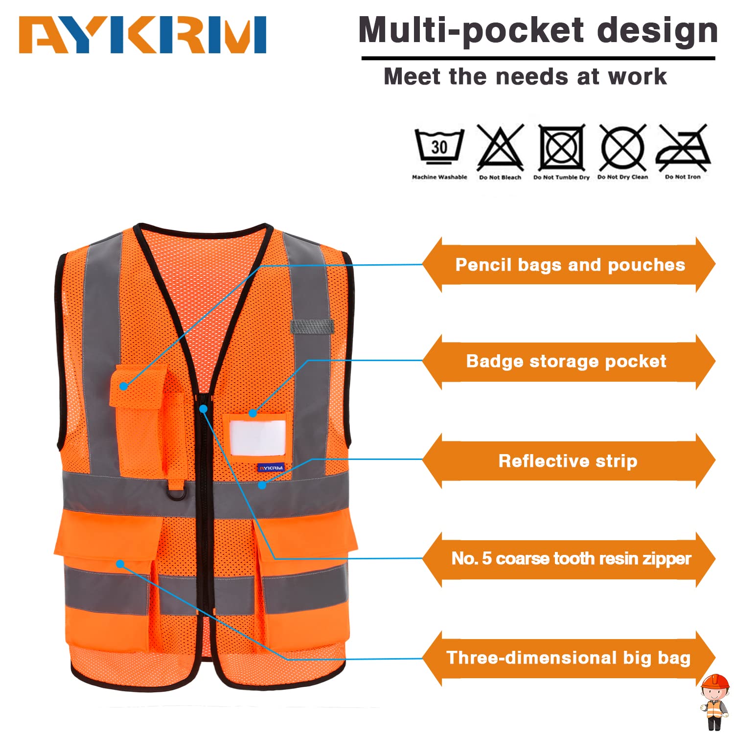 A-SAFETY Pink Safety Vests for Women,Working Safety Vest with Reflective Strips,Medium — view 110