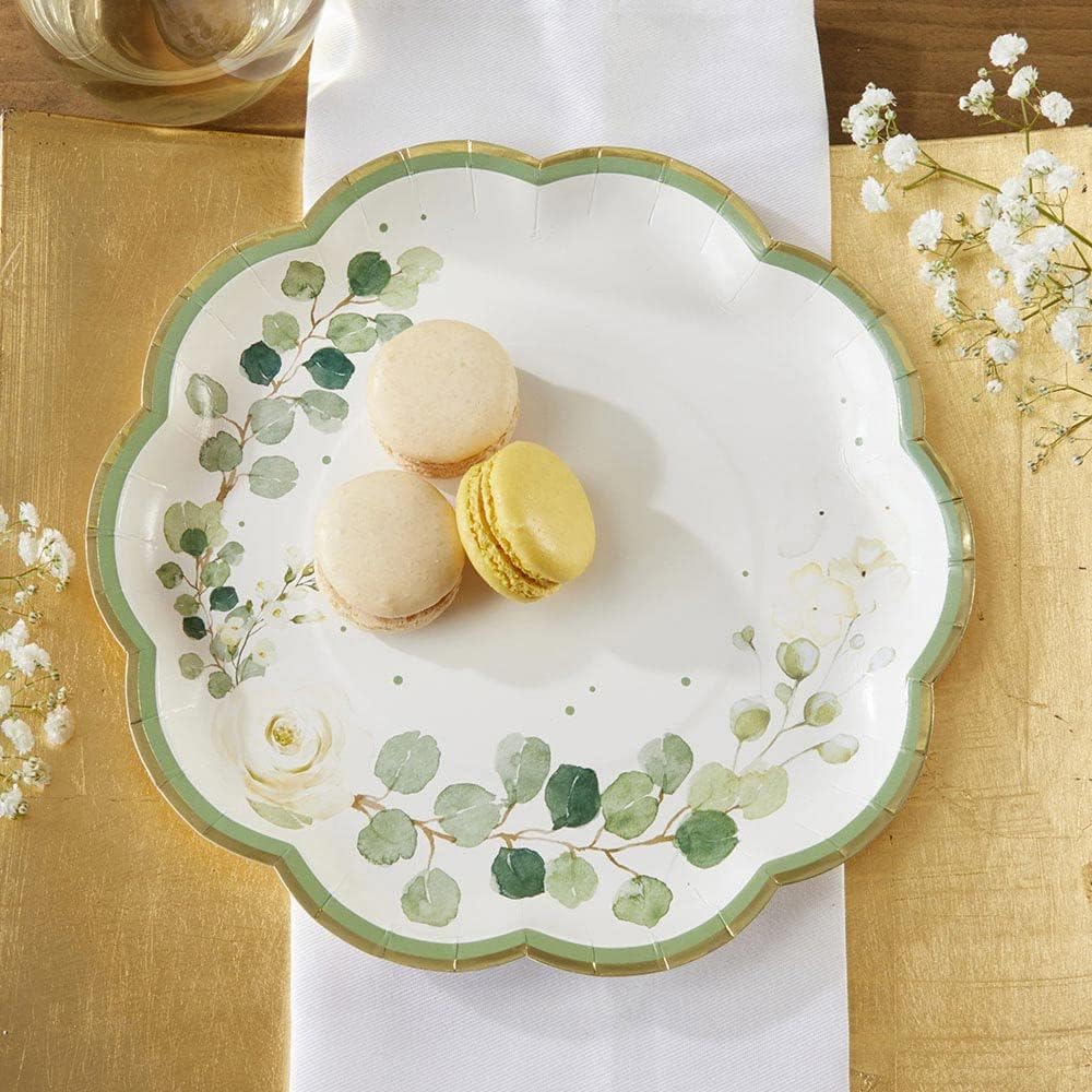 Kate Aspen 64 Pcs Botanical Garden Paper Plates, 9 Inch Heavy Duty Disposable Party Plates, Party Supplies Tableware for Birthday, Wedding, Bridal Shower, Baby Shower, Anniversary Party (Bulk)