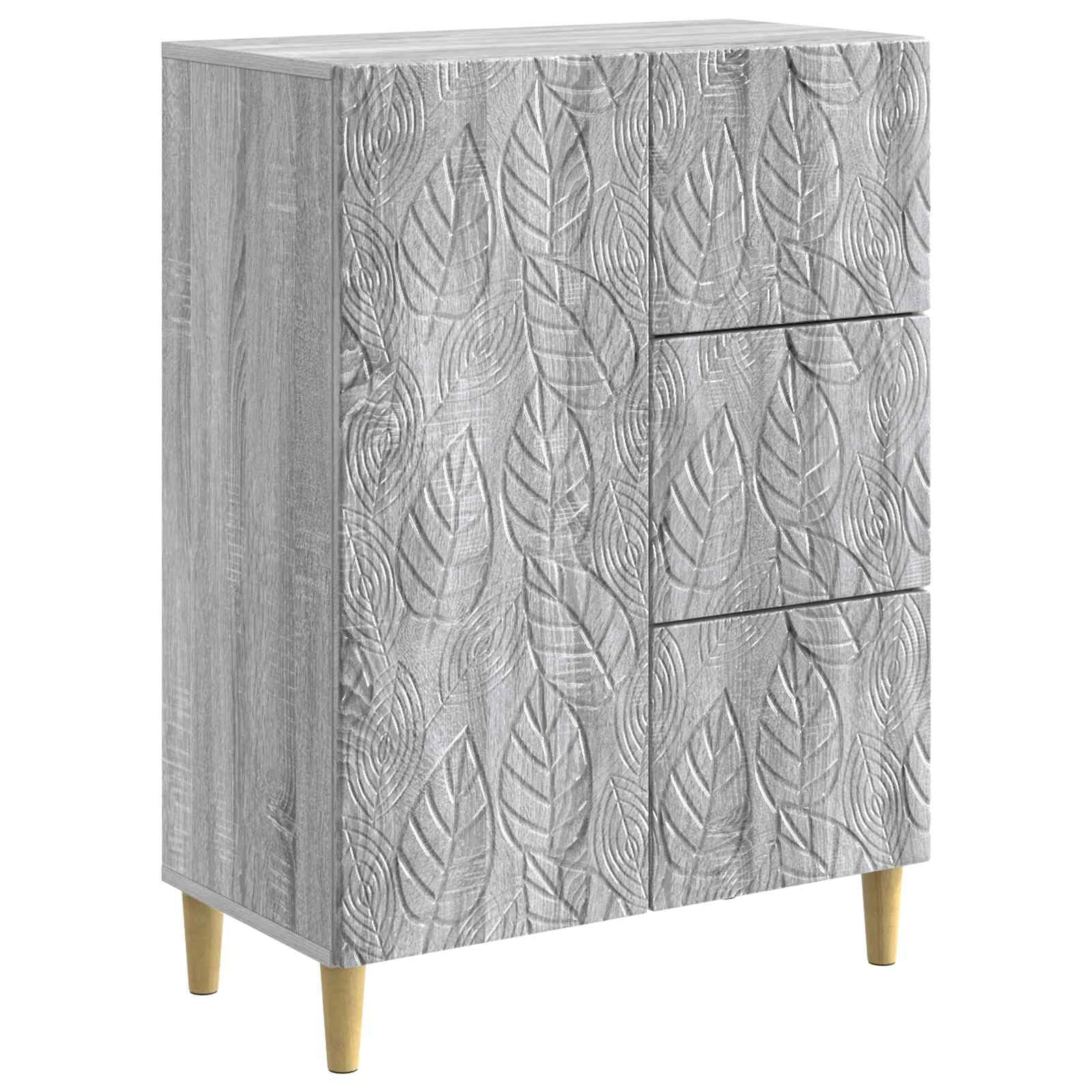 Aparador gris Sonoma de madera premium con patas estables de eucalipto para salón