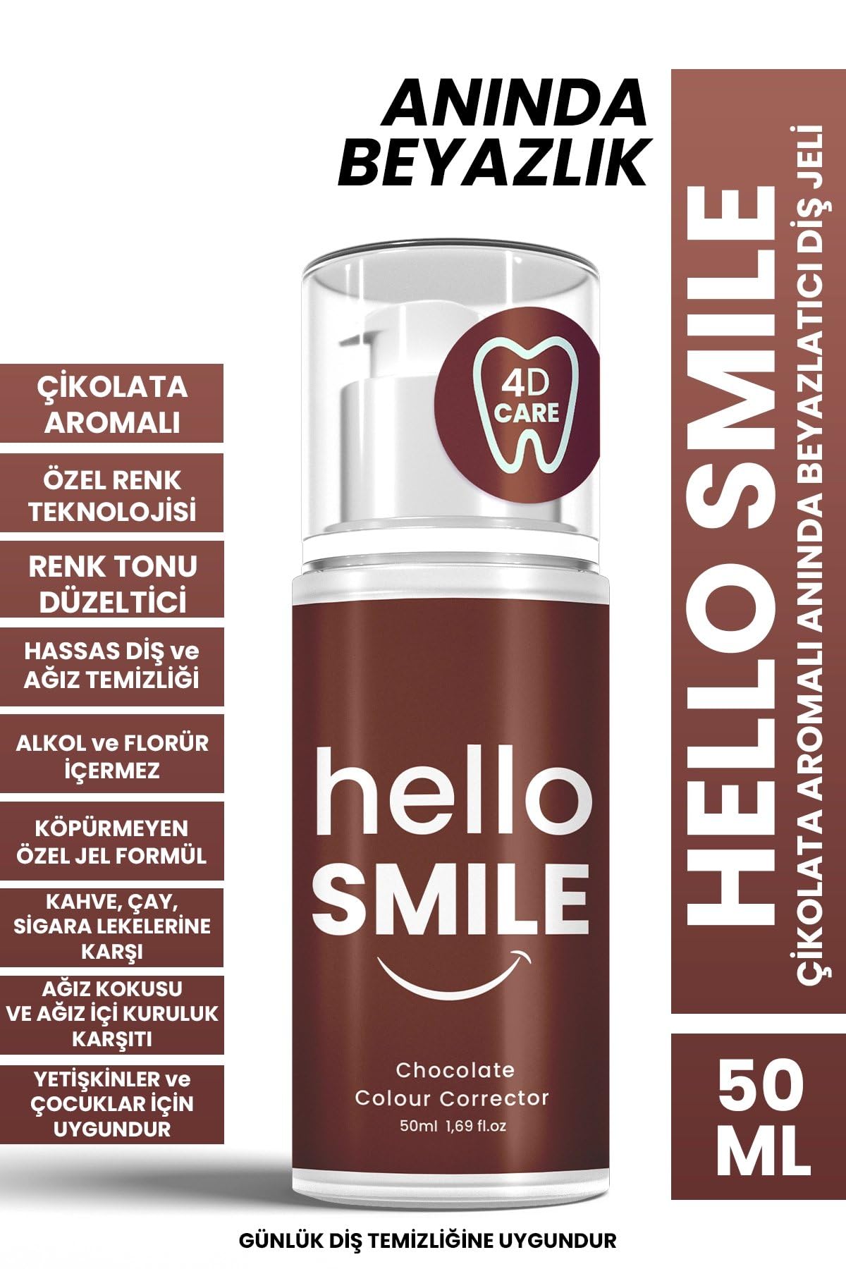 Hello Smile Çikolata Aromalı Anında Beyazlatıcı Diş Jeli