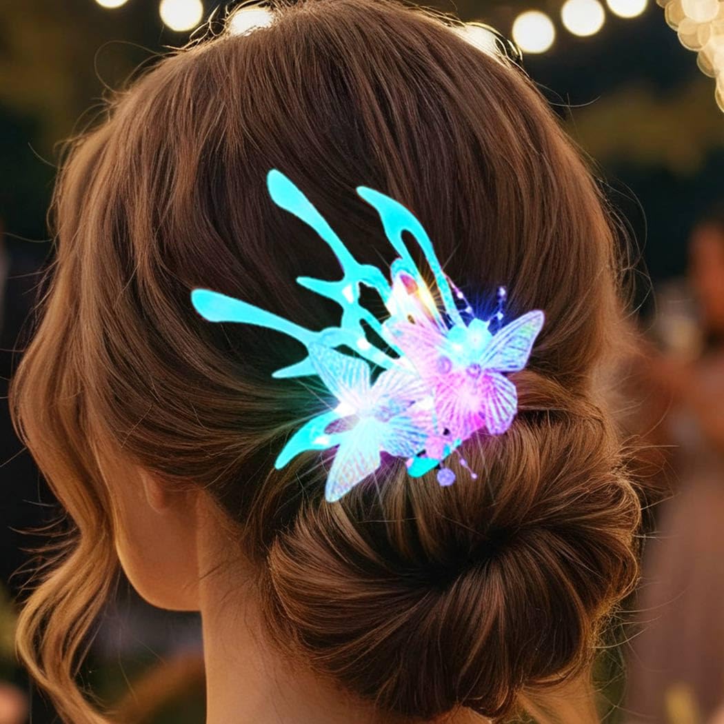 HEREAD Light Up Butterfly Hair Clips Mermaid Hair Accessoeries Pearl Hair Barrettes for Women - Image 5