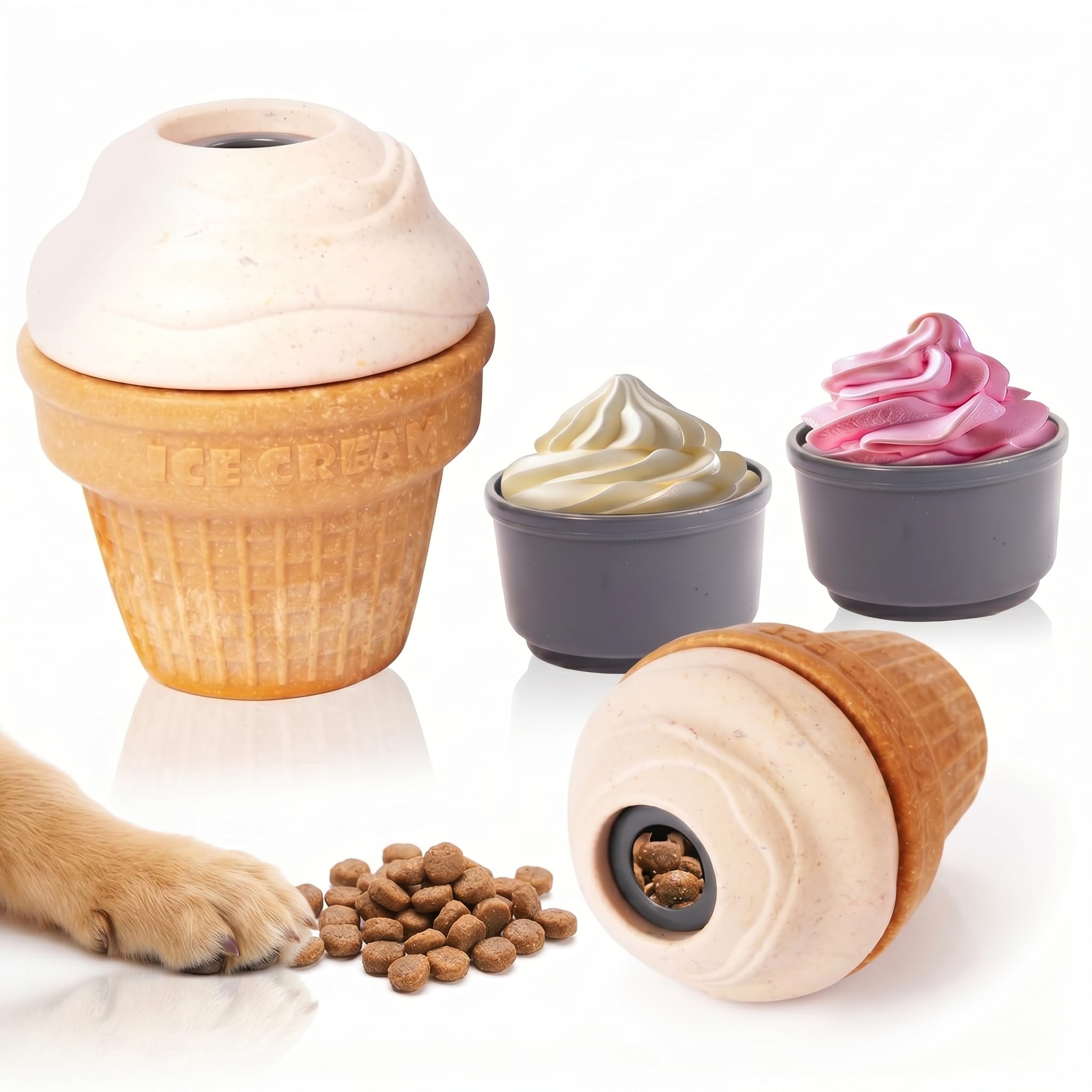 Dog Puzzle Toy, Ice Cream Shaped Frozen Yogurt Butter Lick Bowl
