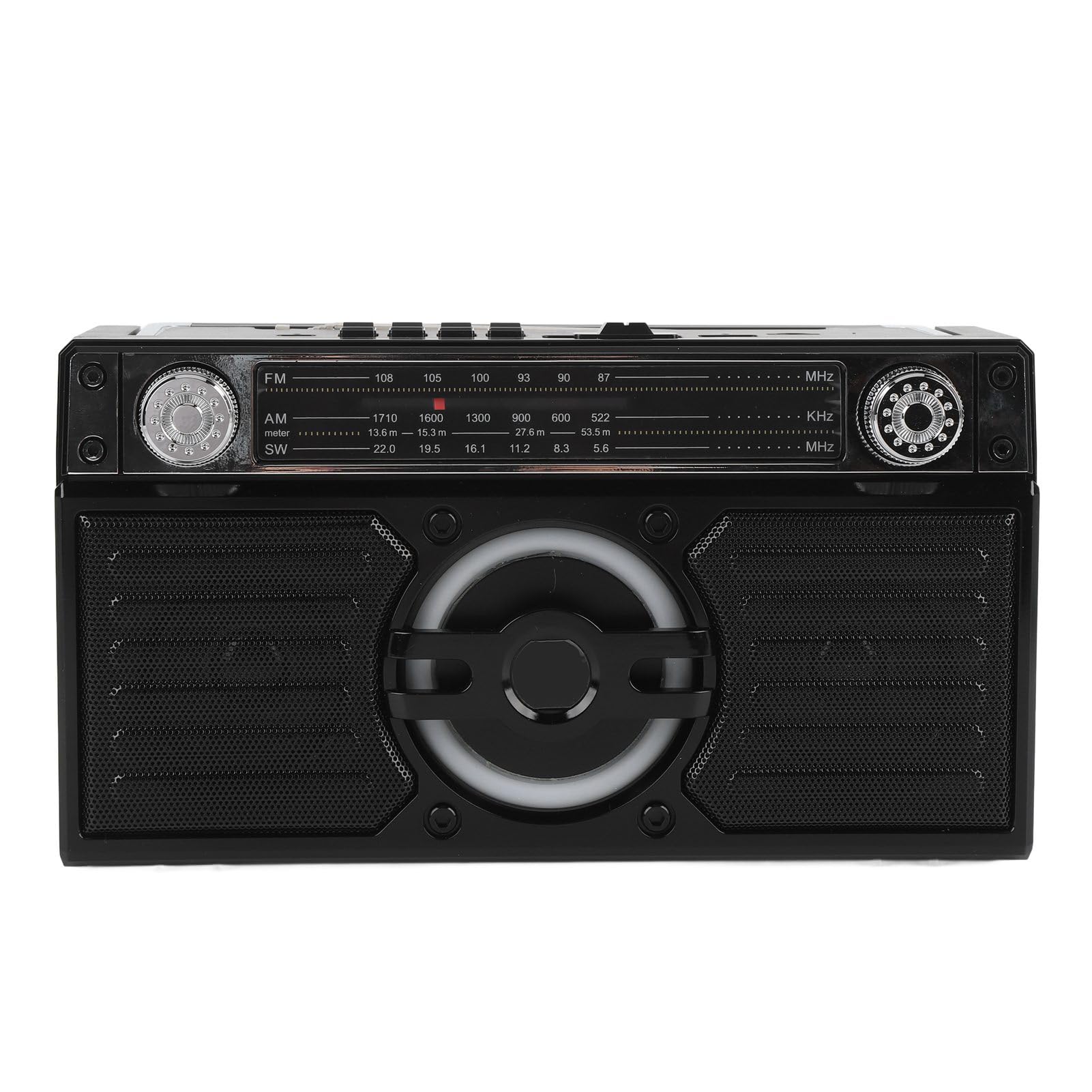 Portable AM FM SW Bluetooth Radio, 4 in 1 Functionality Equip with Double 5W Speakers, Multi Band Radio Up to 18 Hours of Battery Life for Indoor, Outdoor and Emergency (Black)