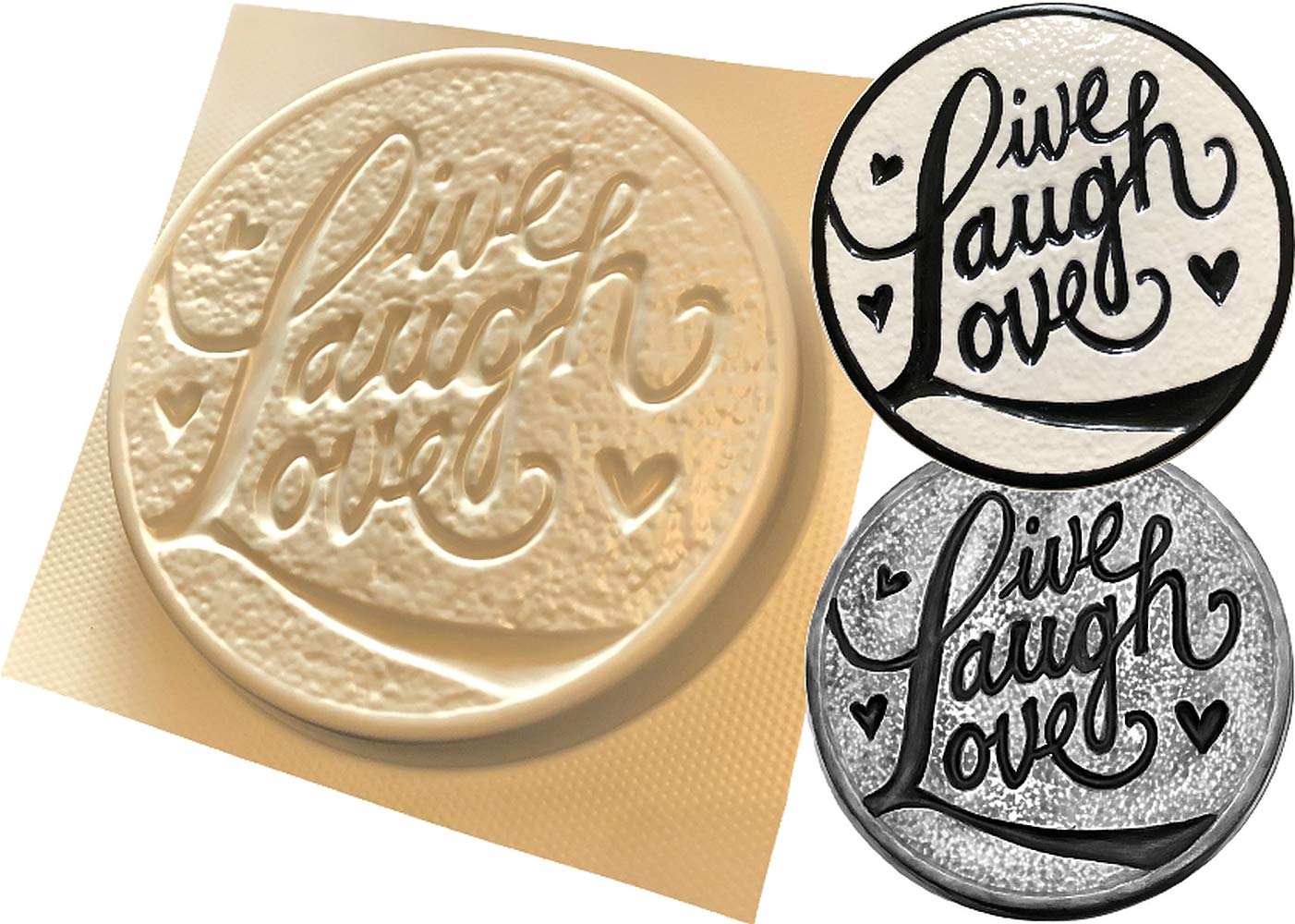 Dennycraftmoulds White Live Laugh Love Garden Concrete Or Plaster Plaque Mould Stepping Stone Mold