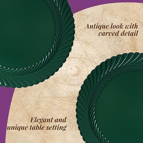 Miniatura 2 de Gifturbo 6 platos de carga redondos verdes, cargador de platos de arrecife para plato de cena, cargadores de Navidad de plástico de 13 pulgadas con