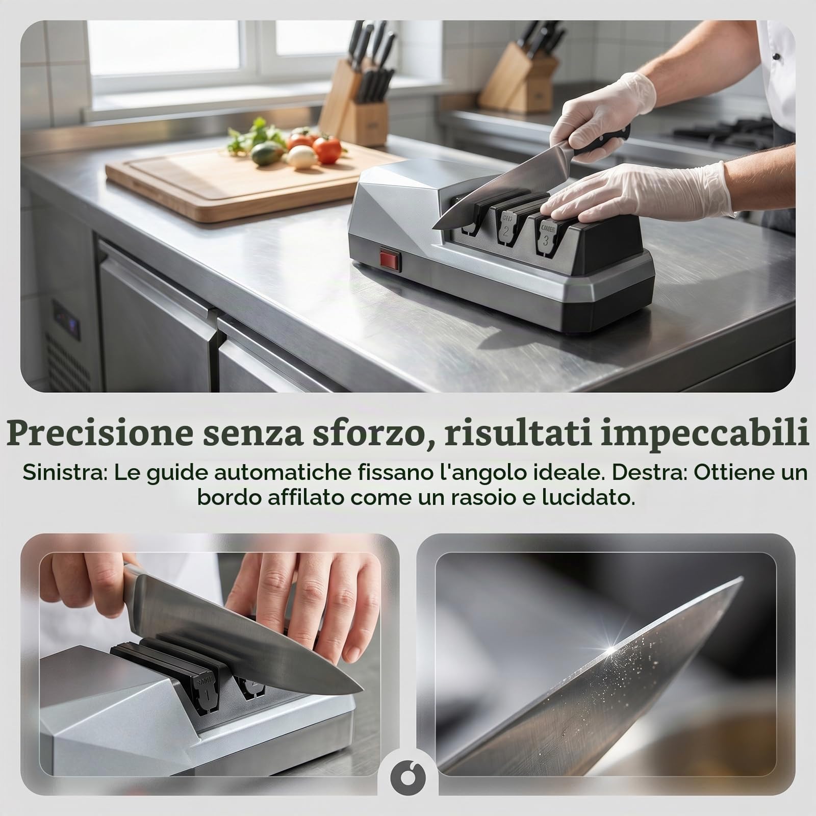 Afilatrice Elettrica Per Coltelli, Strumento Di Affilamento A 3 Fasi Con Abrasivi Diamanti, Afilatrice Elettrica Professionale Per Coltelli Da Cucina, Cultivi Da Cuoco, Cultivi A Denti, Forci