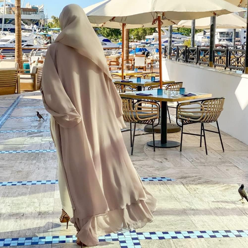 Abayas for Women Muslim Dubai Dress Solid Loose Fit Long Cardigan Islamic Kaftan Robe Open Front Maxi Length - Image 4