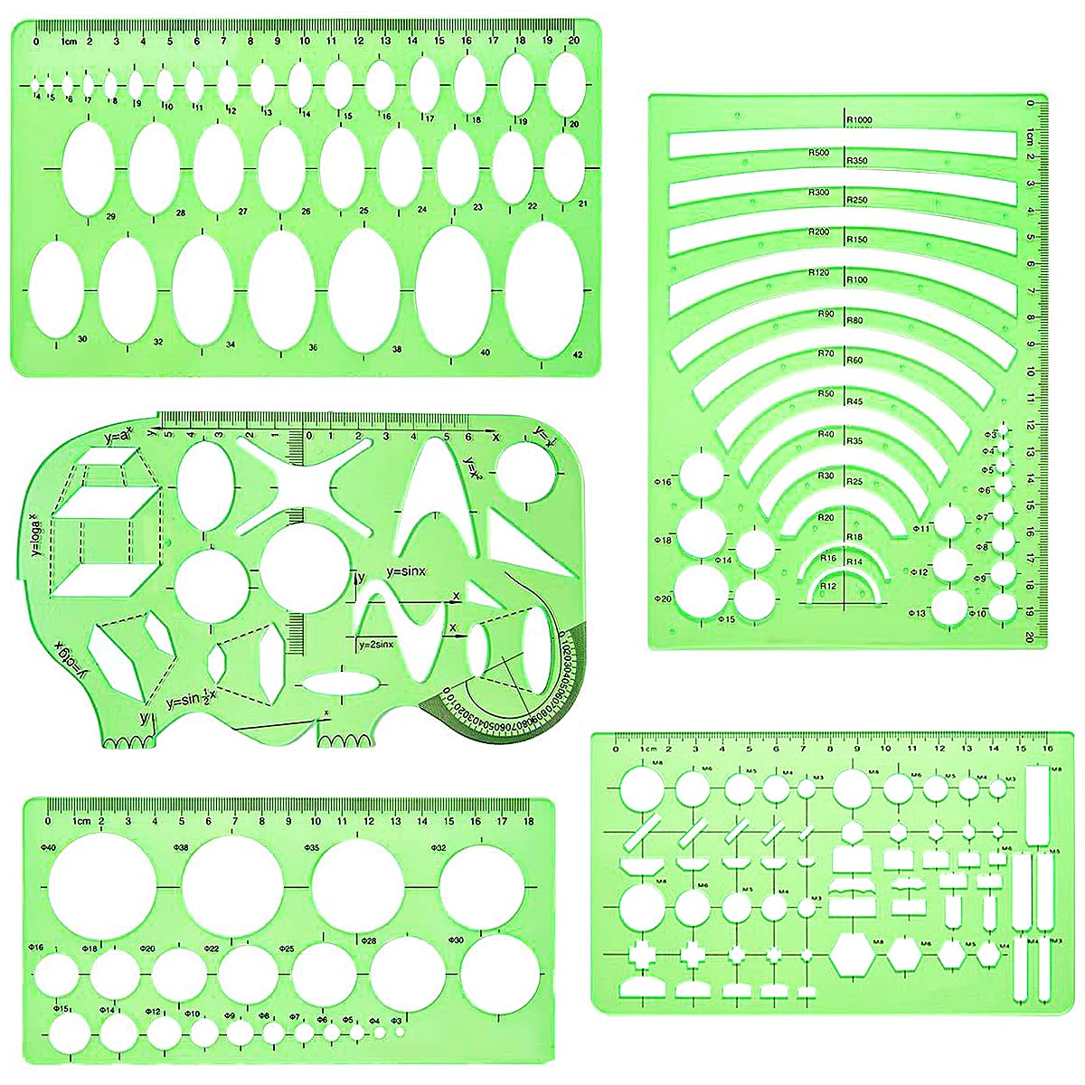11 Pezzi Modelli di Disegni Geometrici per Disegno Ingegnere Materiale Scolastico