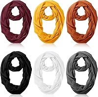 Handepo 6-Pack Infinity Loop Scarves for Women & Men - Lightweight Solid Color Neck Warmers, Soft TR Fabric, All-Season Versatile Wear