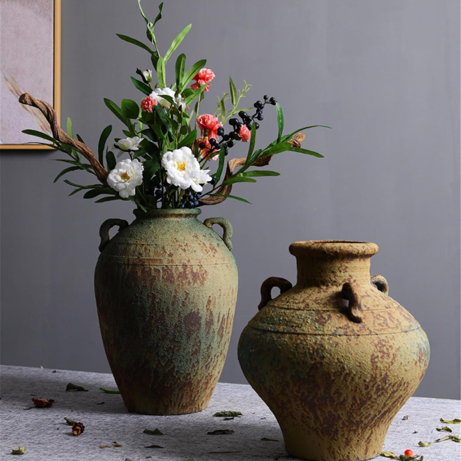 Rustykalne wazony ceramiczne, ręcznie robione wazony na kwiaty, wazony dekoracyjne