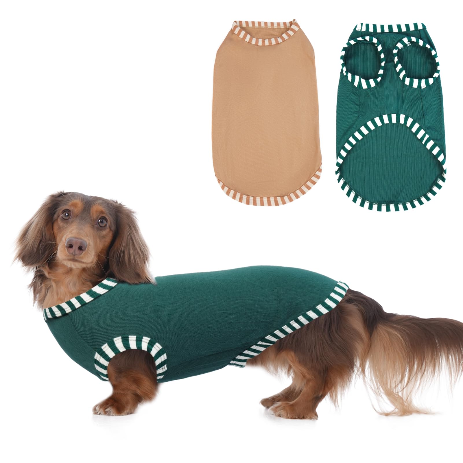 Katzinst 2 Pack Dog Shirt,Green Khaki Sweatshirt