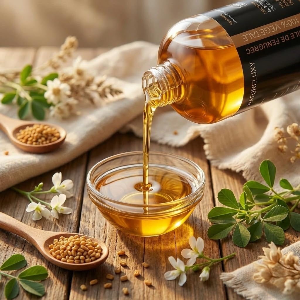 Huile de Fenugrec 1L – | Soin Visage, Corps & Cheveux | Nourrissante, Raffermissante & Fortifiante