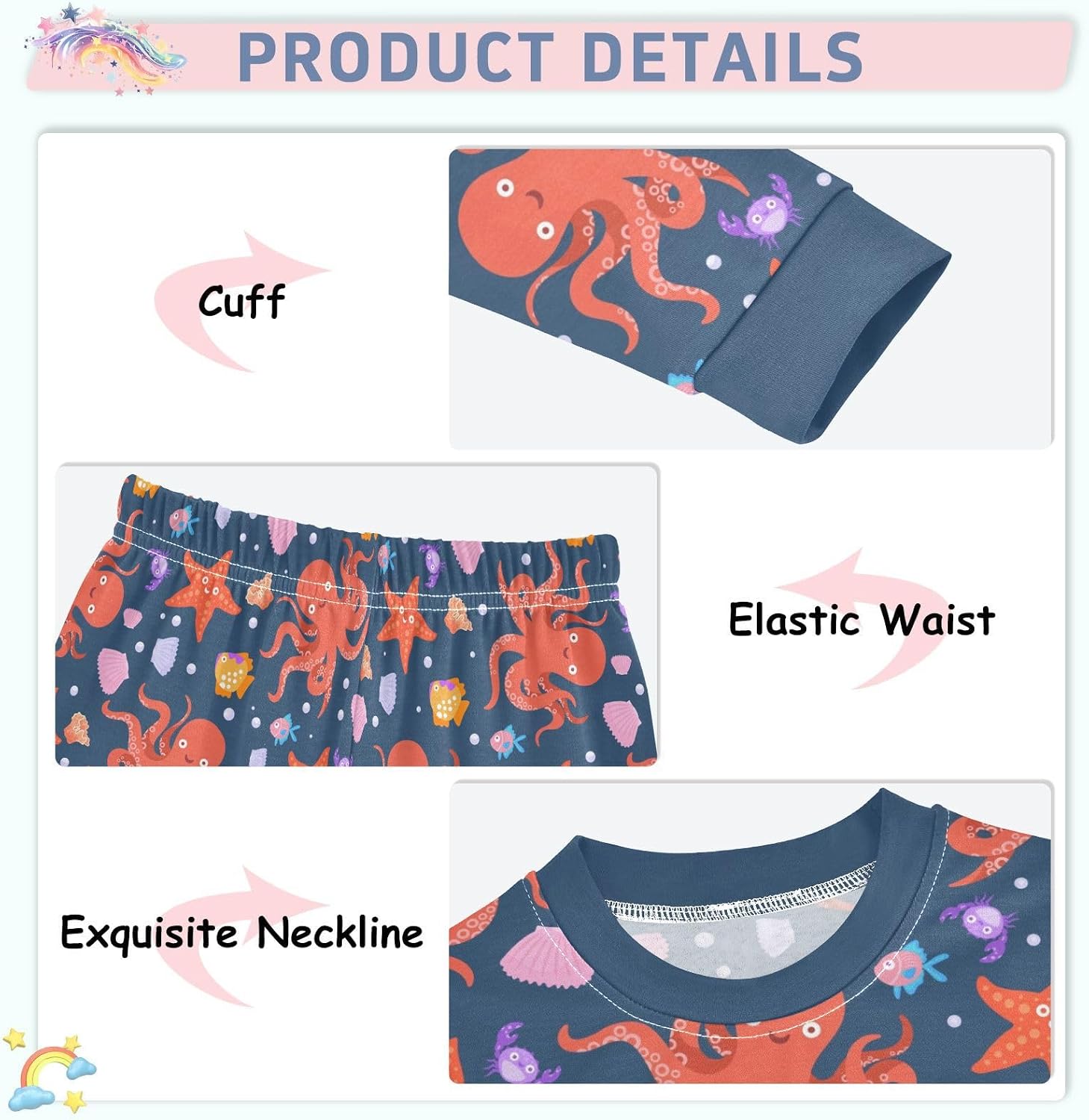 Girls Boys' Long Sleeve Top and Pants 2 Piece Cotton Soft & Cute for Kids 2-8 Years