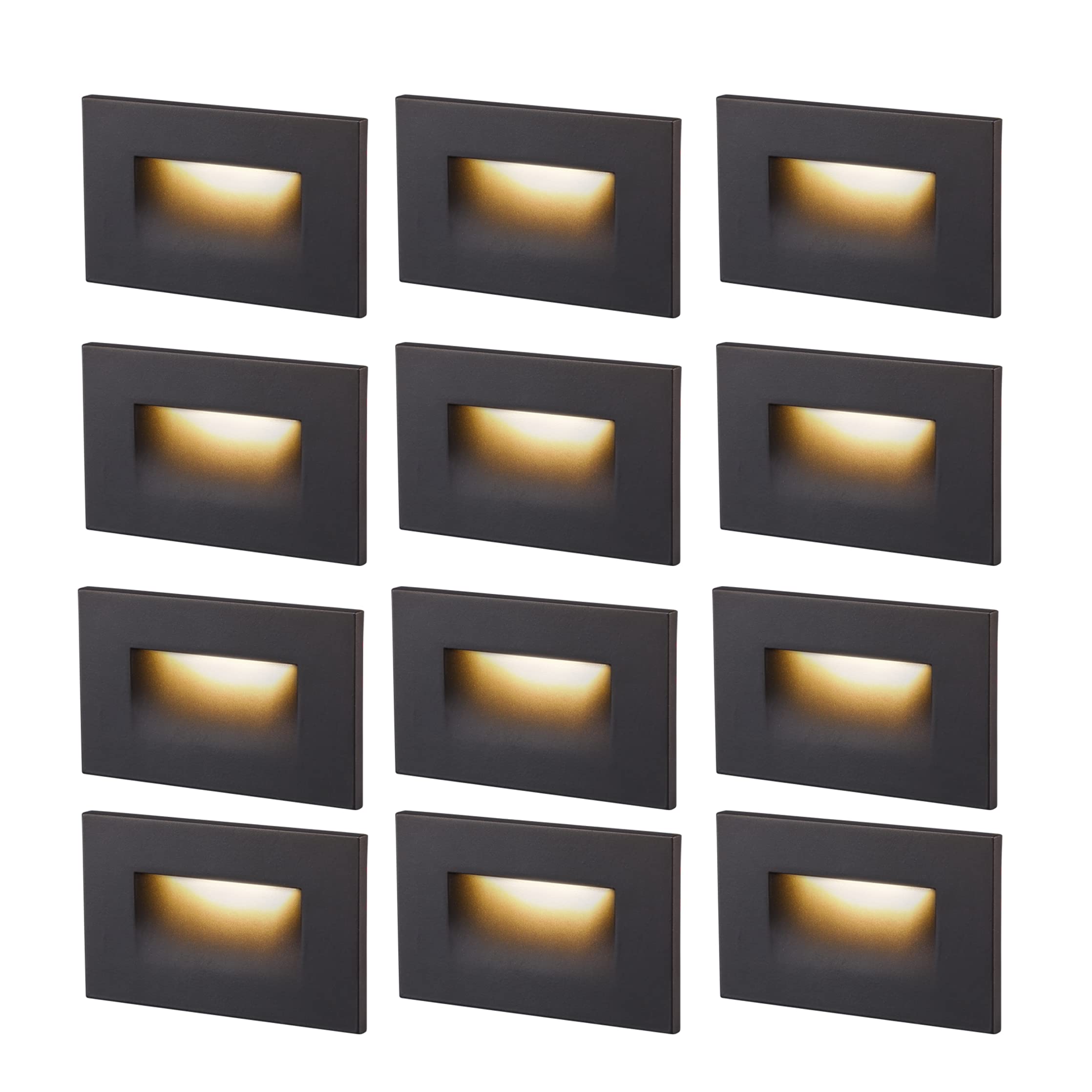 CLOUDY BAY3 Color 120V Dimmable LED Indoor Outdoor Step Light,3000K/4000K/5000K 3W 55lm Stair Light,Oil Rubbed Bronze,12 Pack