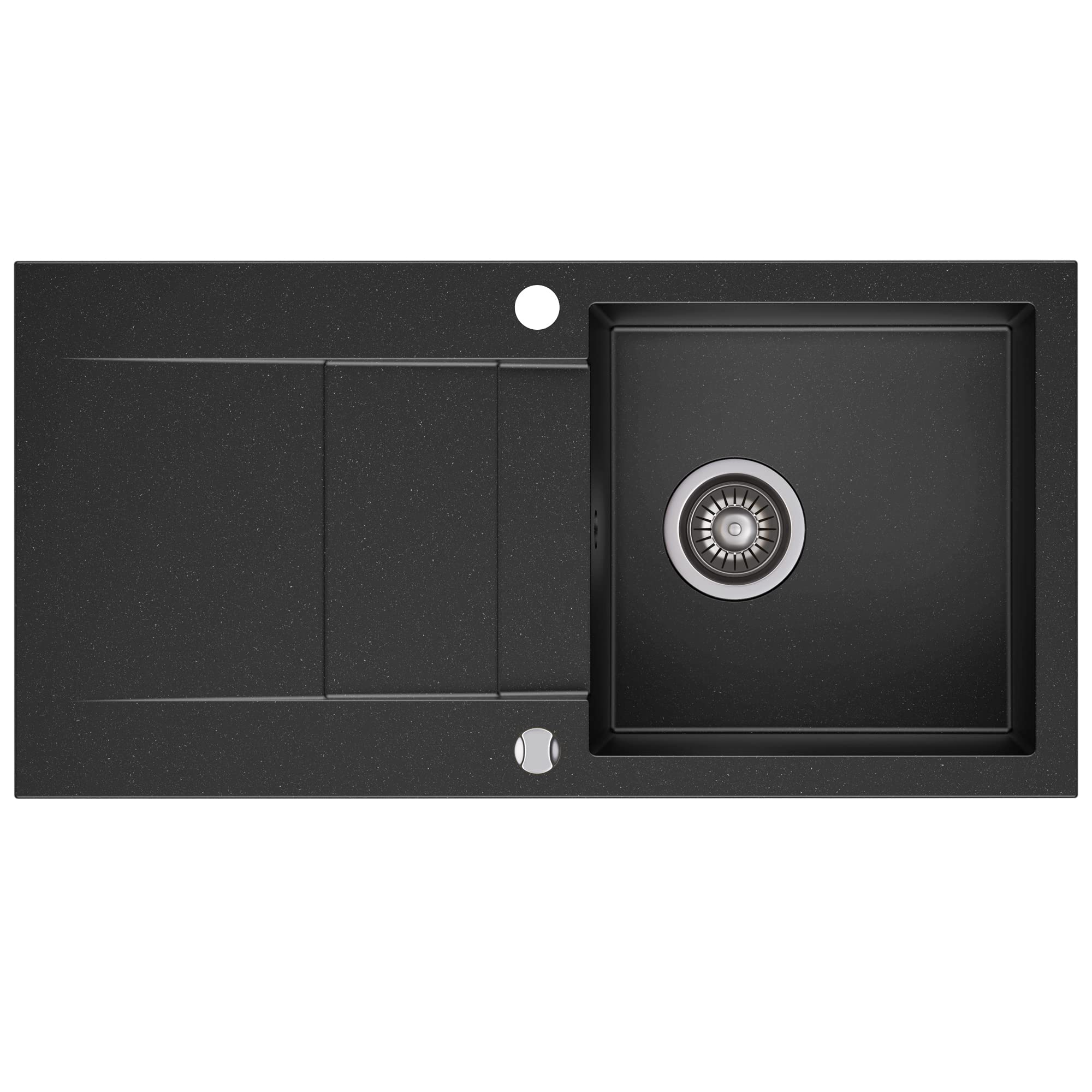 Axigran Granitspüle Waterfall 40 Küchenspüle Spülbecken Einbauspüle 860x435mm Spülbecken (Schwarz)
