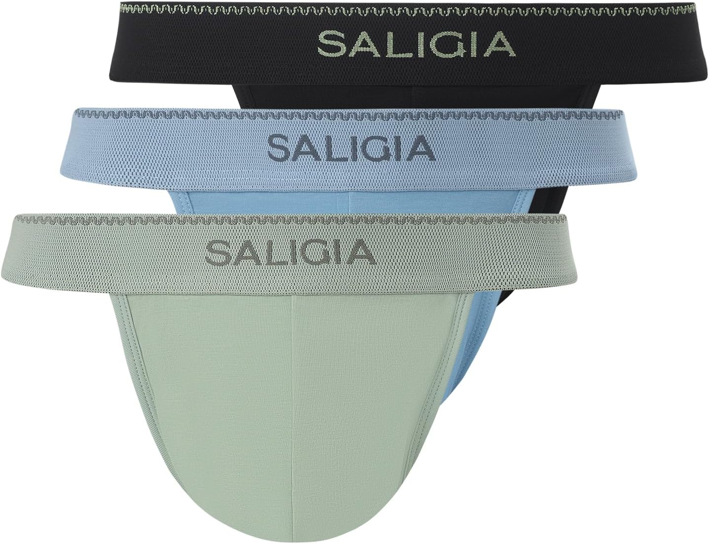 SALIGIA Men’s Bikini Briefs Underwear Sexy, Tag-Free &100s Smooth Long-Staple Cotton High-Cut Brief with No-Fly Pouch 3-Pack