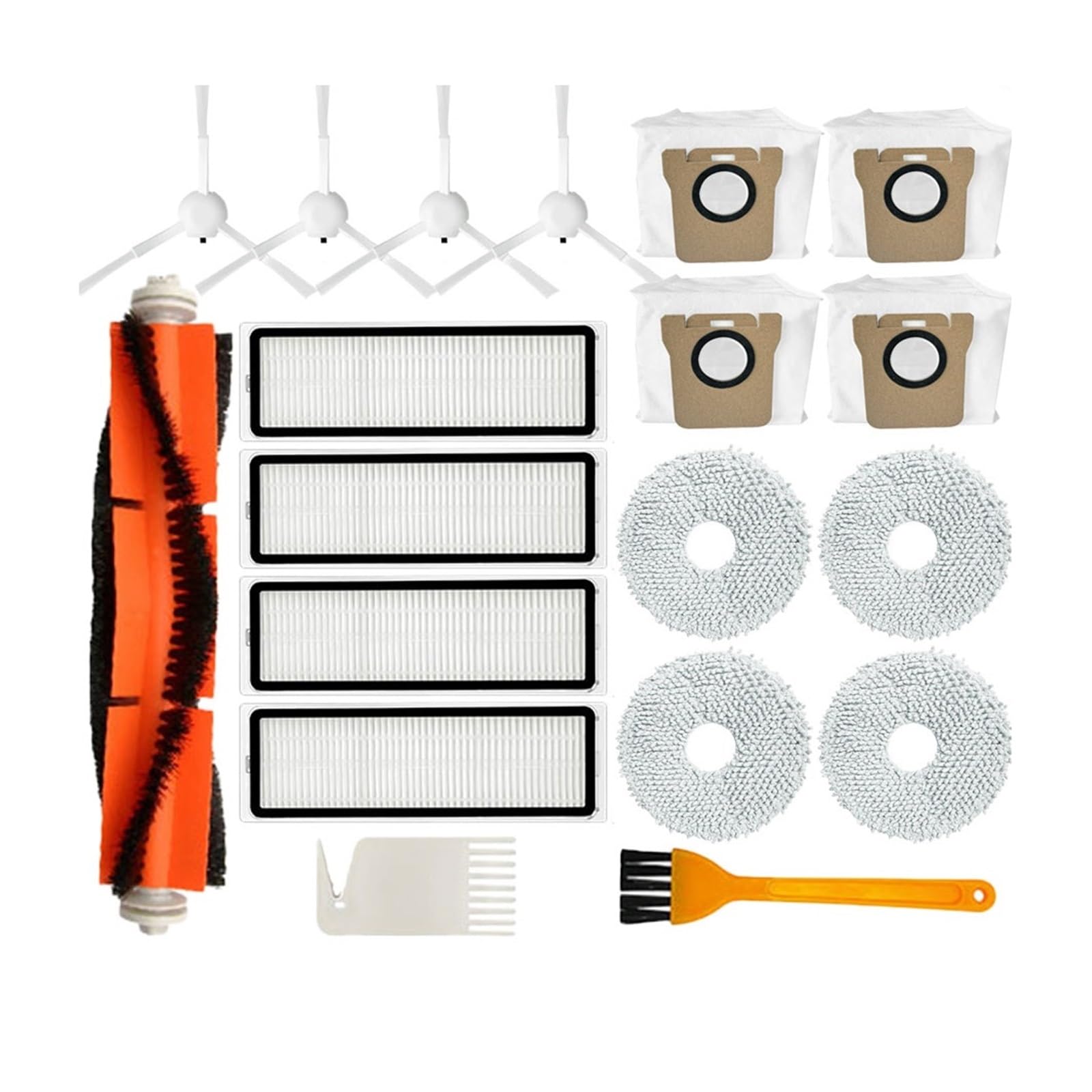 Compatible con Xiaomi Robot Aspirador X10+ / X10 Plus B101GL Repuestos Accesorios Cepillo Lateral Principal Filtro HEPA Bolsa for Polvo Paño de Fregona(Set A)