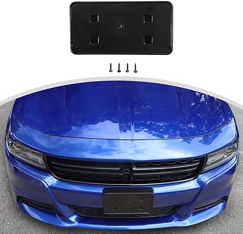 CheroCar Soporte de montaje de placa frontal para cargador, accesorios externos para Dodge Charger 2015-2023, negro..