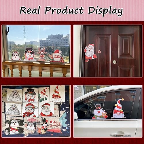 Miniatura 4 de Adhesivo de Navidad de elfo que se asoma, lindas calcomanías impermeables para ventana de automóvil, calcomanías para parachoques de ventana de