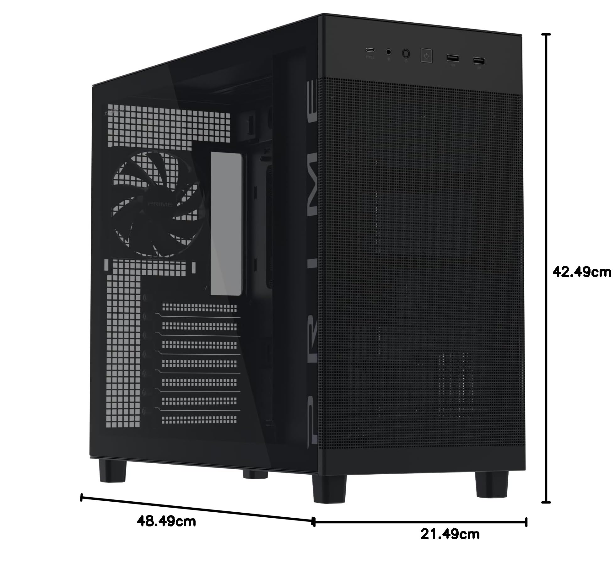 ASUS Prime AP303 - Obudowa PC ATX z panelem ze szkła hartowanego - czarna