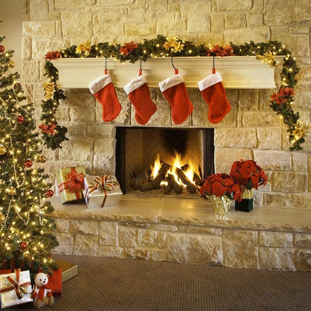 2,7 Metri Vite Artificiale di Natale con 30 LED, Ghirlanda Decorata Pre-Illuminata a Luce, Corona di Abete Natalizia, Illuminazione Decorazione Natalizia, per Decorare Porta, ,