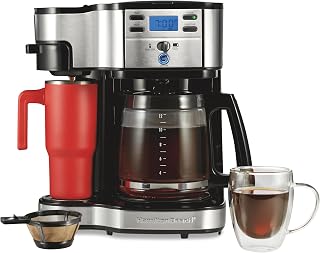 Hamilton Beach 2-Way Programmable Coffee Maker 12-Cup Glass Carafe Single Serve Black Stainless 49980R