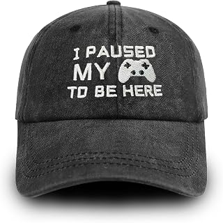 Gaming Hat for Women Men Embroidered Adjustable Washed Cotton I Paused My Game to Be Here Baseball Cap