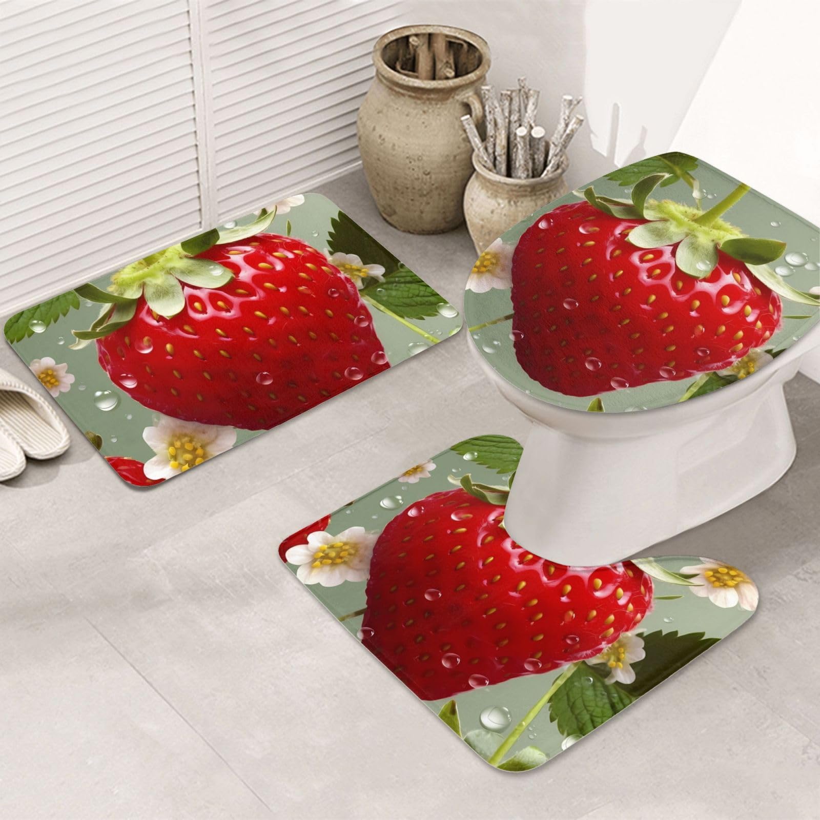 Tapis de bain antidérapants en microfibre douce OUSIKA pour WC et salle d'eau