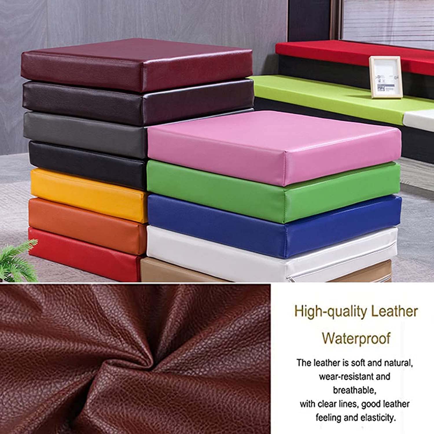 Cuscino alzata impermeabile 63,5 x 63,5 x 12,7 cm, imbottitura rimovibile in finta pelle ad alta densità, facile da pulire, perfetto per comfort e supporto in casa, ufficio e auto.