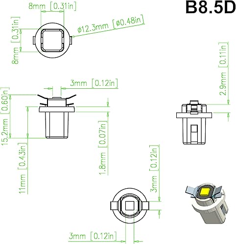 Miniatura 6 de Alla Lighting Bombillas LED superbrillantes B8.5D 2721MF 17035 BP17035 2351MFX6, 6000K xenón blanco luces para panel de instrumentos 3030 SMD,
