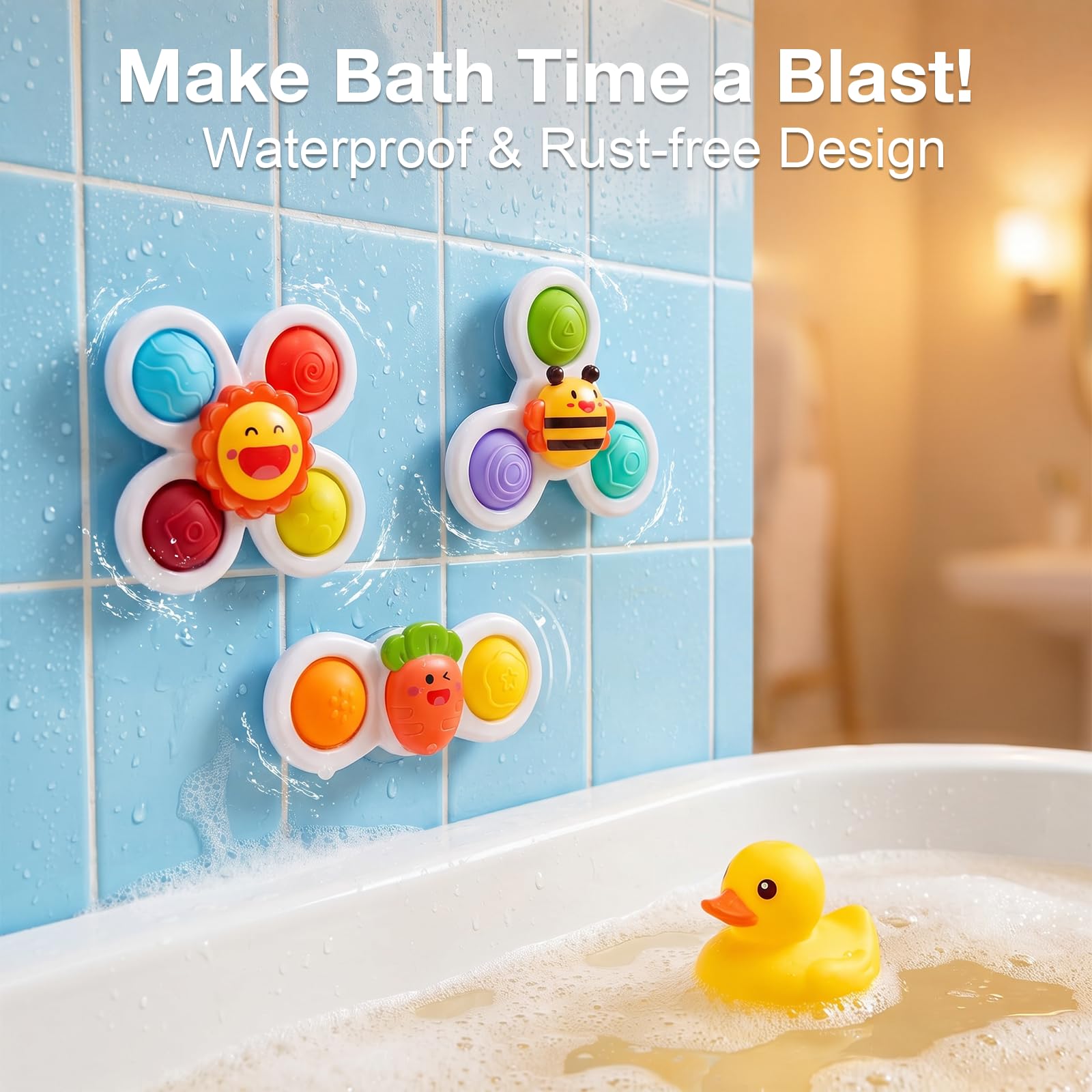 DESPOINA Spinner Bebé con Ventosa, Juguetes Giratorios Sensoriales Educativos, Juguetes de Baño para Trona y Viaje, Regalos Ideales para Niños y Niñas Pequeños - 3