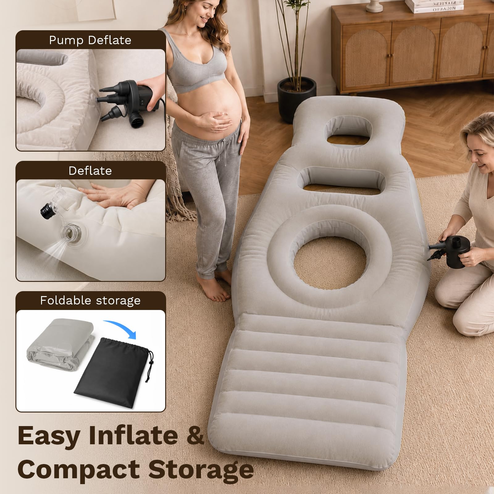 Almohada Inflable para Embarazo, Colchón Inflable de PVC Perforado