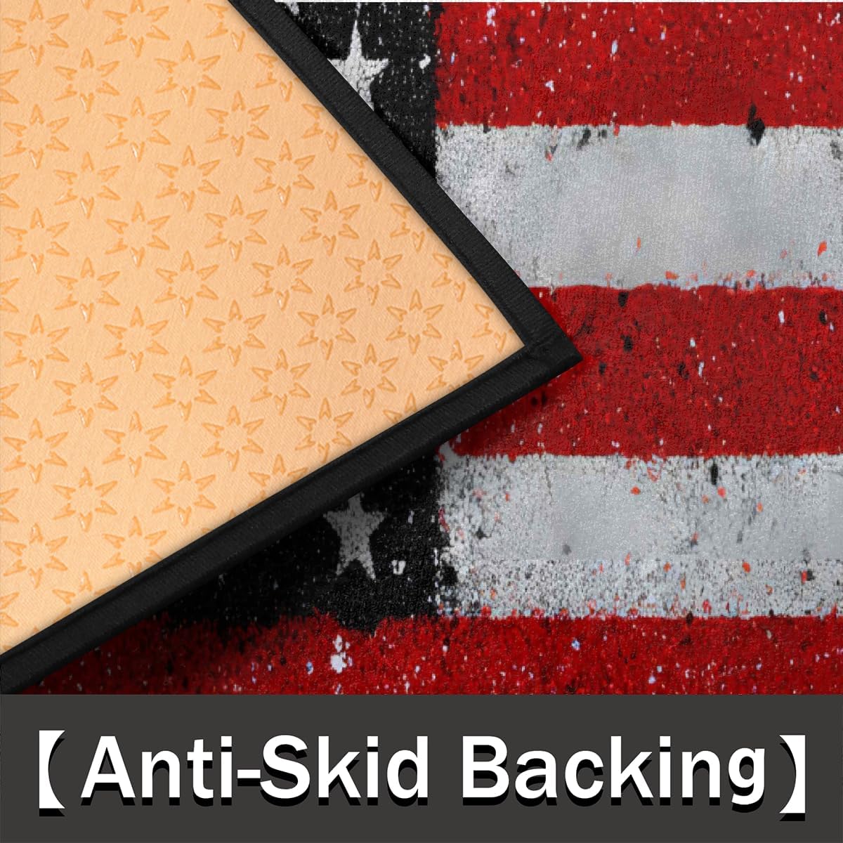 American USA Flag Half Round Door Mat Non Slip Washable Semi Circle Area Rug Absorbent Soft Half Moon Rug Floor Mat for Indoor Outdoor Kitchen Bathroom Patio Front Door Mat Decor