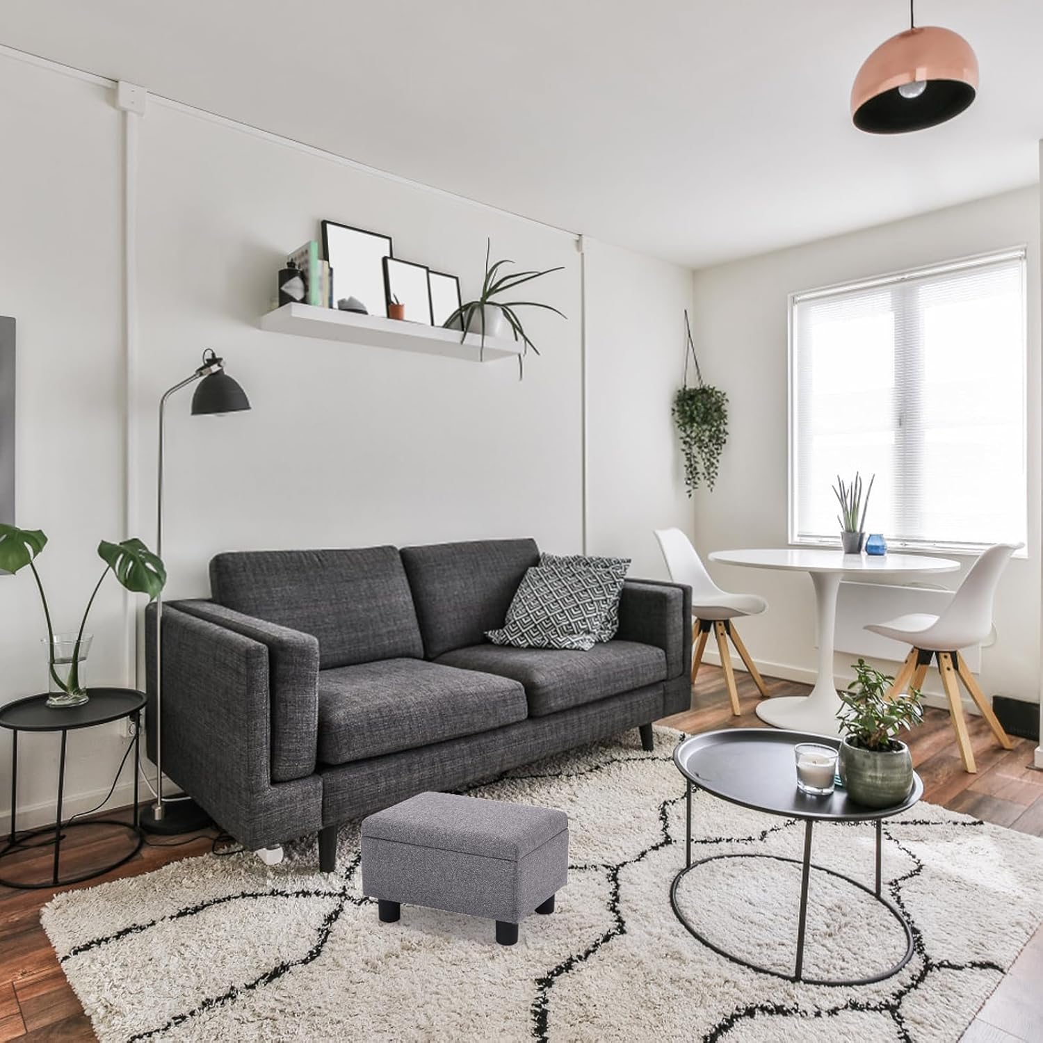 Small Foot Stool Under Desk Foot Stools Ottoman Footstool Foot Stools Small Footstools Foot Stool for Living Room Foot Rest 15" W x 12" D x 9.5" H Linen Dark Grey