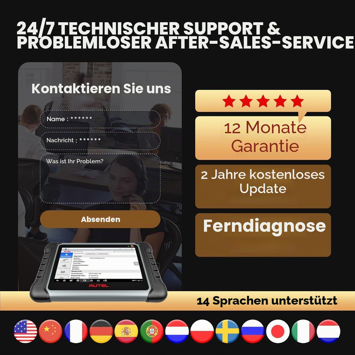 Autel MaxiPRO MP808S-TS Diagnosegerät Scanner 2023 Neueste mit 2 Jahre Update, ECU-Codierung, Full TPMS Lösung, 31+ Dienstleistungen, Active Test, OE Full Diagnose, TPMS Sensor Programmierung | 2 Jahre Updates, TPMS-Programmierung, wie MS906 PRO-TS MP900-