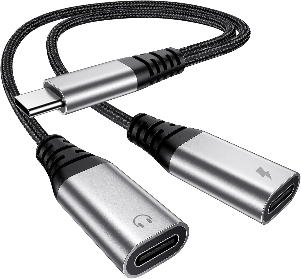 USB C Splitter 1 zu 2, USBC Verteiler Doppelstecker, USB C Kopfhörer Adapter und Laden für iPhone 16 15 Plus Pro Max, iPad Pro Air Mini, Samsung S25 S24 S23 S22 S21 S20 Ultra, Google, Laptop usw
