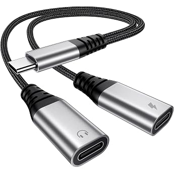 USB C Splitter 1 to 2 USBC Splitter Double Plug USB C Headphone Adapter and Charging for iPhone 16 15 Plus Pro Max iPad Pro Air Mini Samsung S25 S24 S23 S22 S21 S20 Ultra Google Laptop etc